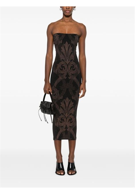 Abito midi con effetto jacquard in nero e bronzo Wolford x etro - donna WOLFORD X ETRO | 571728098